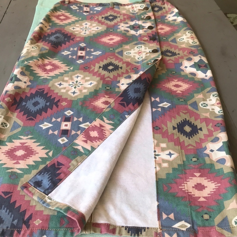 Vintage Niki-Lee California Southwestern Denim Maxi Skirt Size 7 USA - Picture 7 of 12